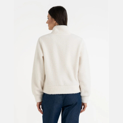 BLUZA DAMSKA SHERPA, baranek, stójka, zamek, kieszenie, kieszenie MORAJ KREMOWA